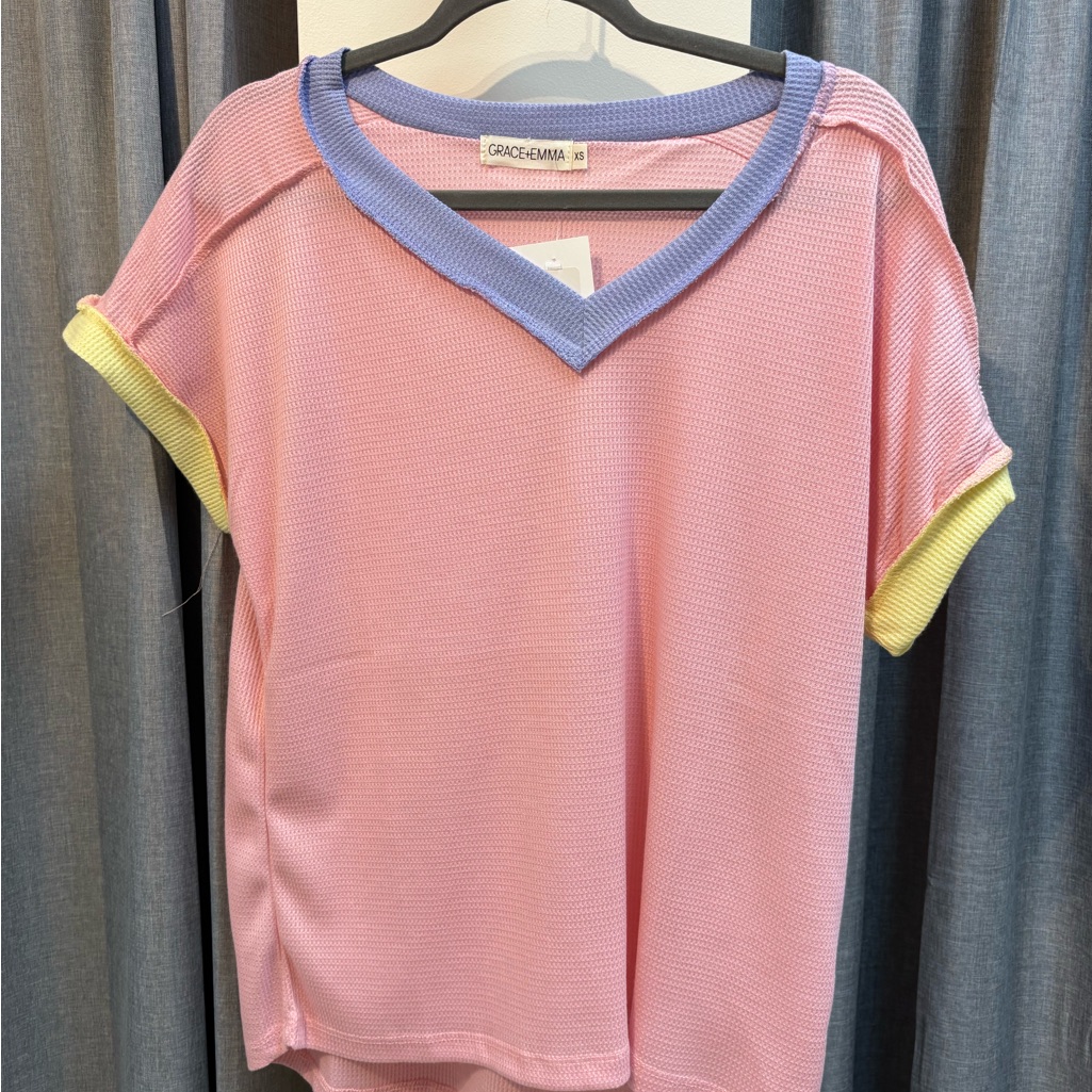 Pink V-Neck Women's Top